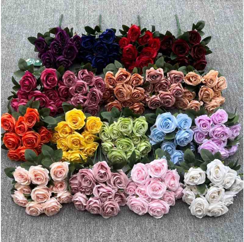 Artificial roses with 10 flower heads