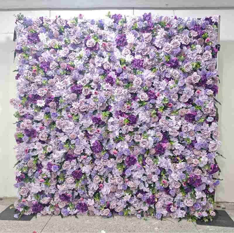 Artificial purple peony and other plants wall