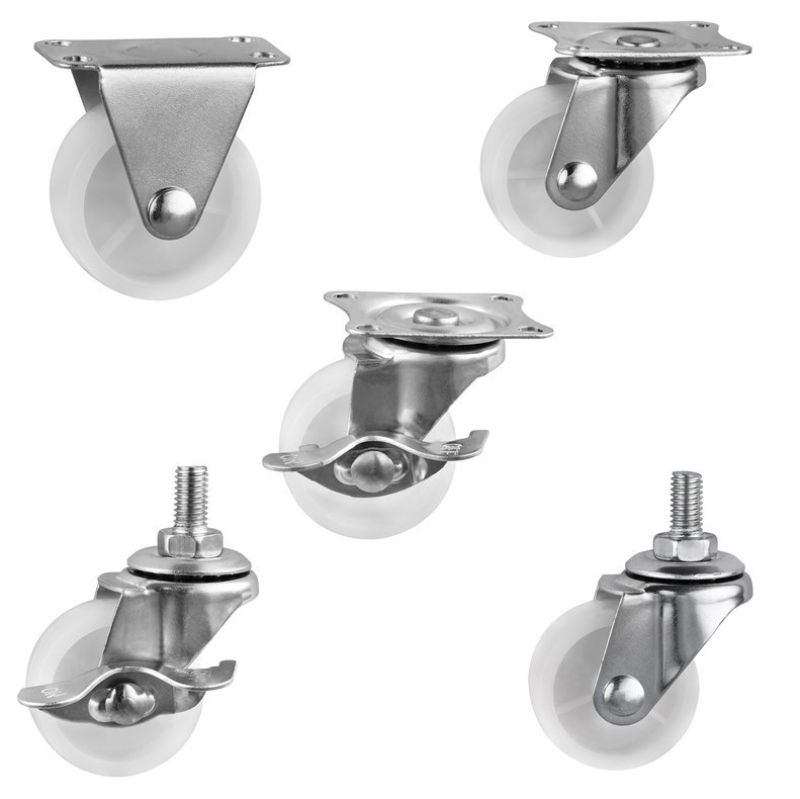1-inch, 1.25-inch and 1.5-inch White PP wheels