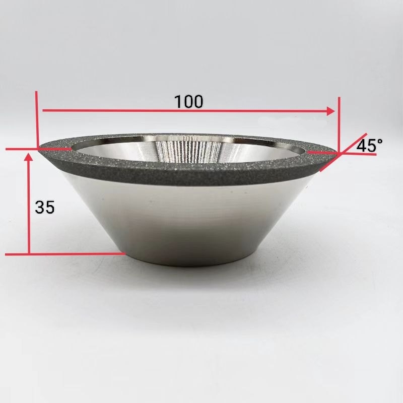 45-degree slotted, beveled bowl-shaped diamond sharp and wear-resistant grinding wheel