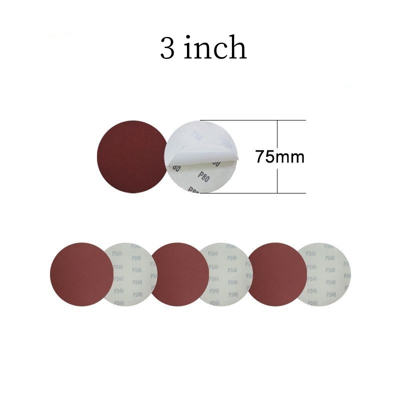 2-inch, 3-inch, 4-inch, 5-inch, 6-inch, 8-inch, 9-inch, 10-inch and12-inch, Adhesive sandpaper