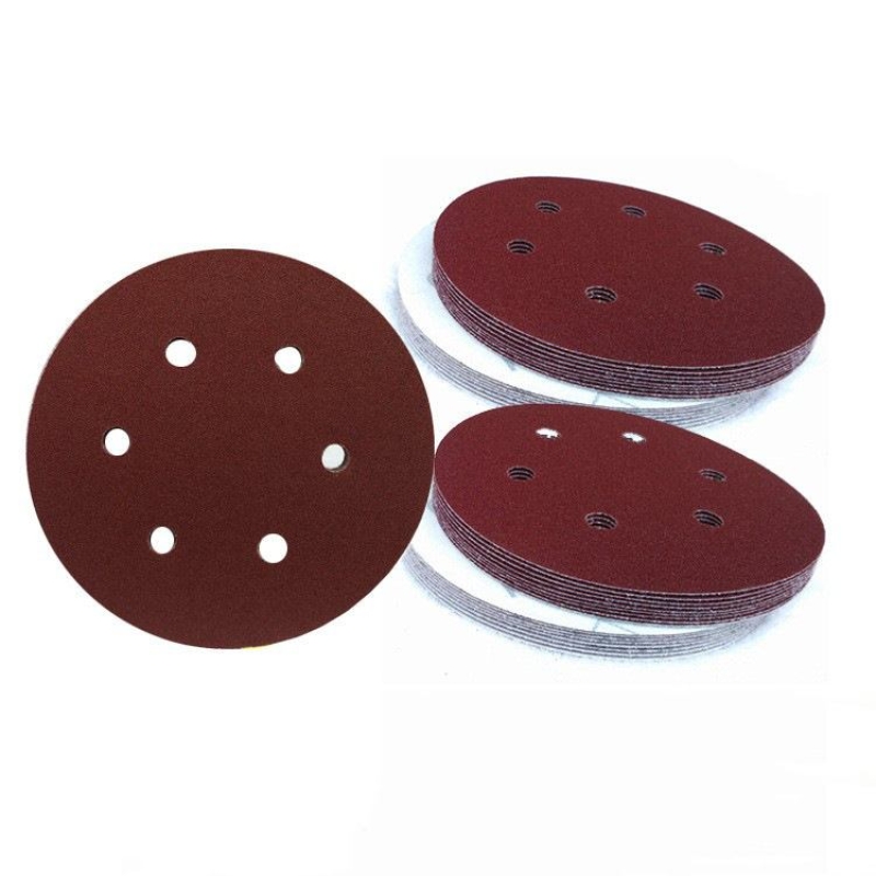 6-inch, 6-inch, and 9-inch round flocked sandpaper with 6 holes