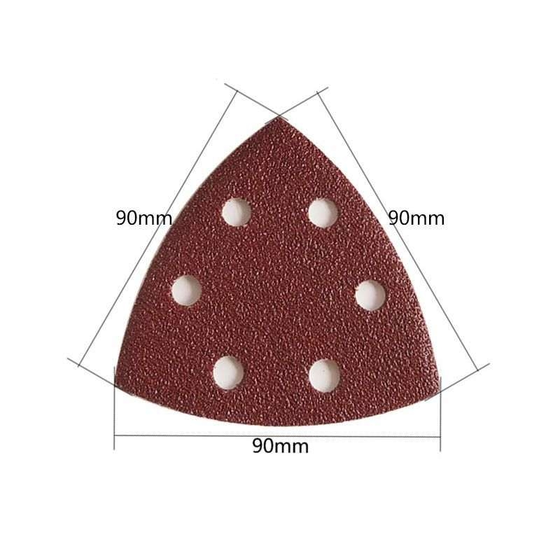 90*90mm triangle flocked sandpaper sheet with 6 holes