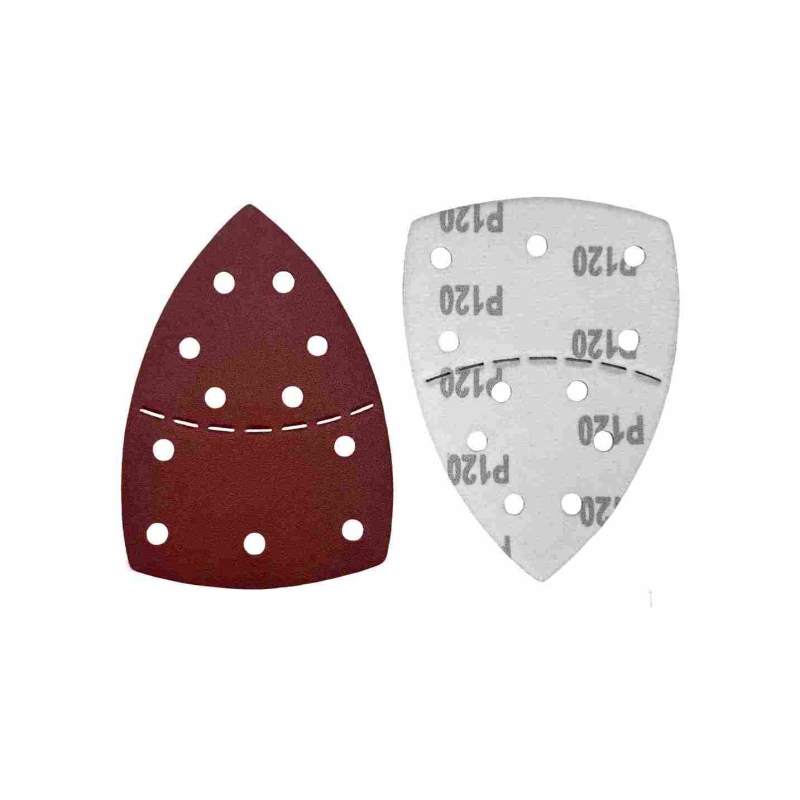152*105mm triangle flocked sandpaper with 11 holes