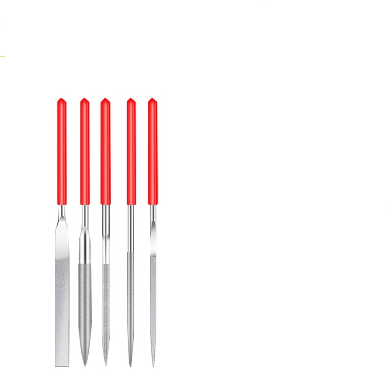 Flat, semi-circular, triangular, and square woodworking file set