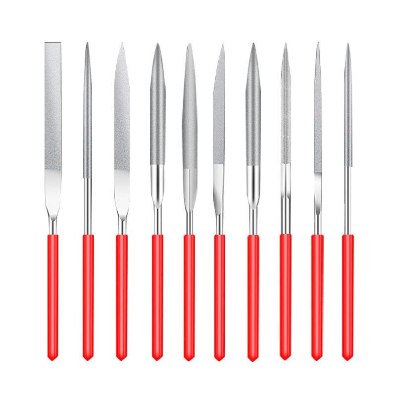 Flat, semi-circular, triangular, and square woodworking file set