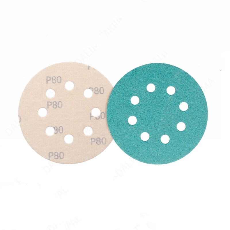 5-inch round flocked green sandpaper with 8 holes