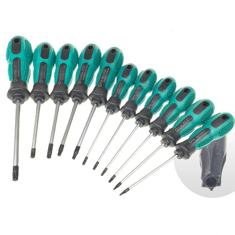 T5 to T30 Torx-shaped screwdrivers