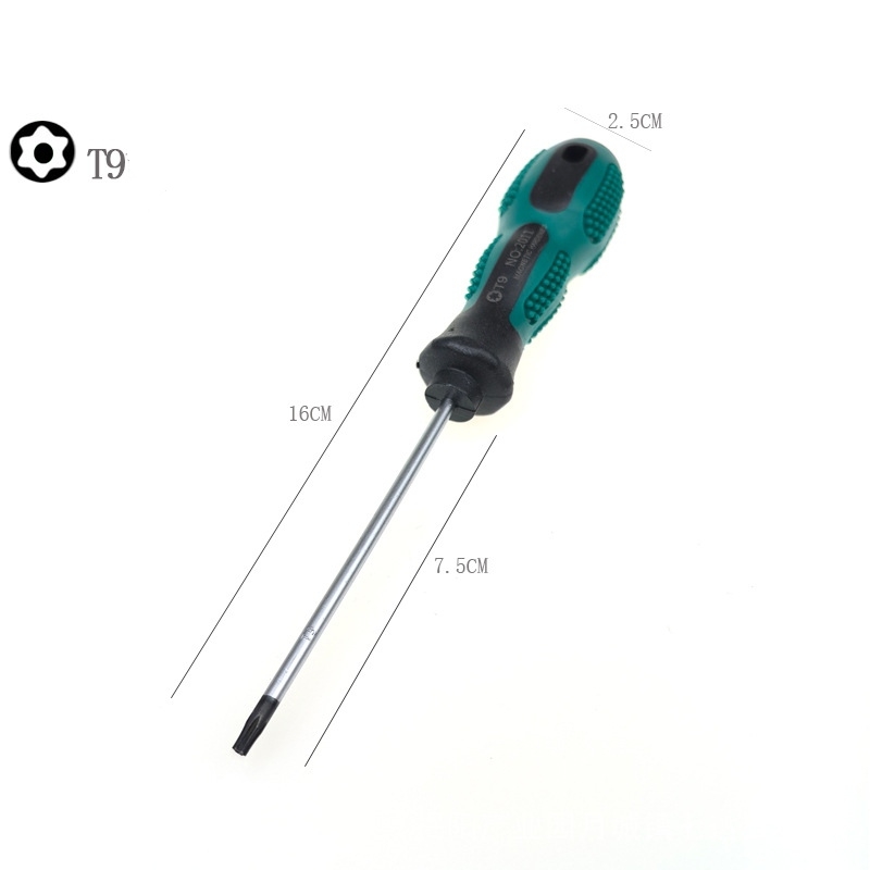 T5 to T30 Torx-shaped screwdrivers