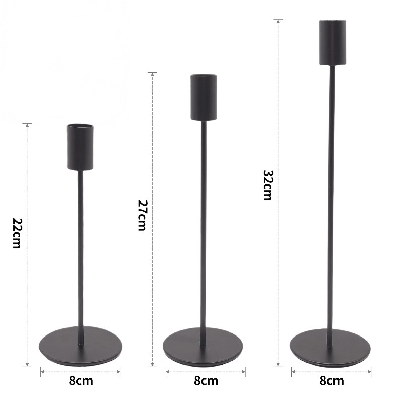 Metal andlestick three-piece set