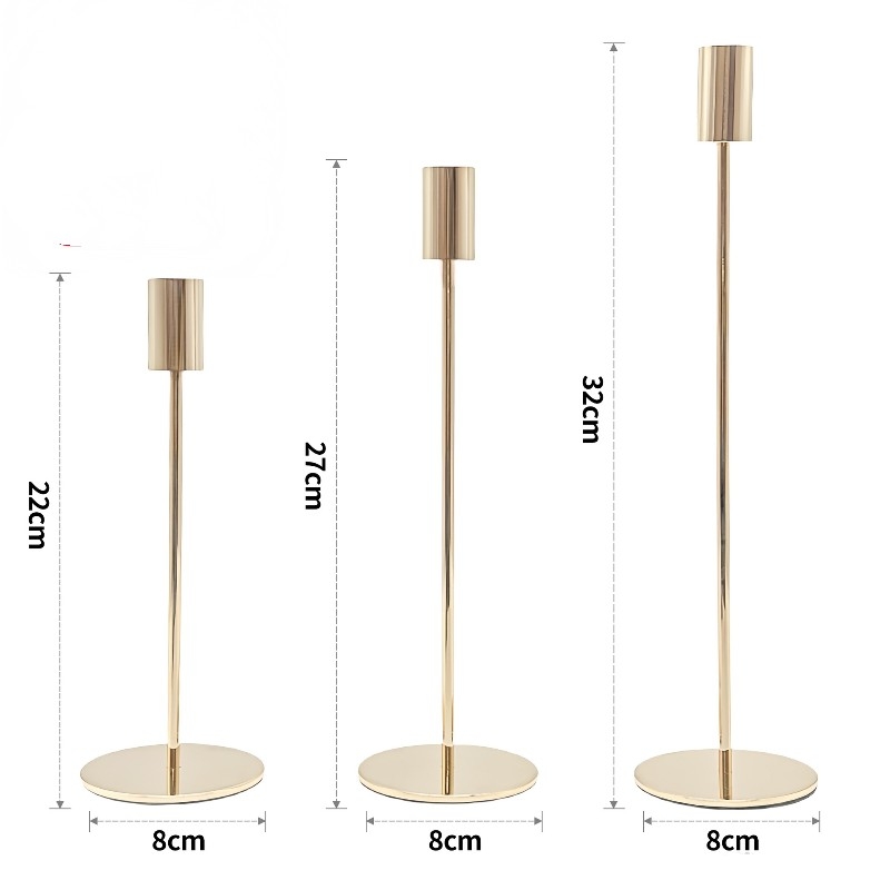 Metal andlestick three-piece set