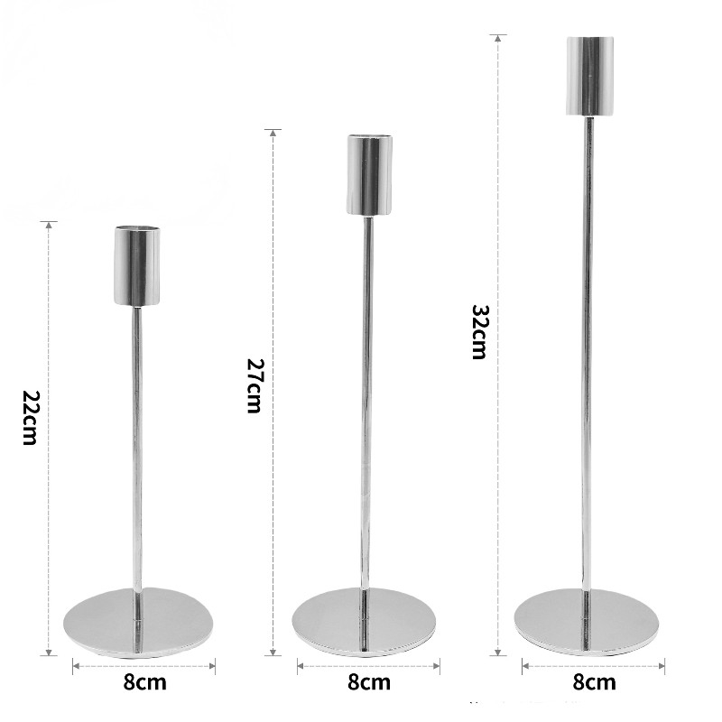 Metal andlestick three-piece set