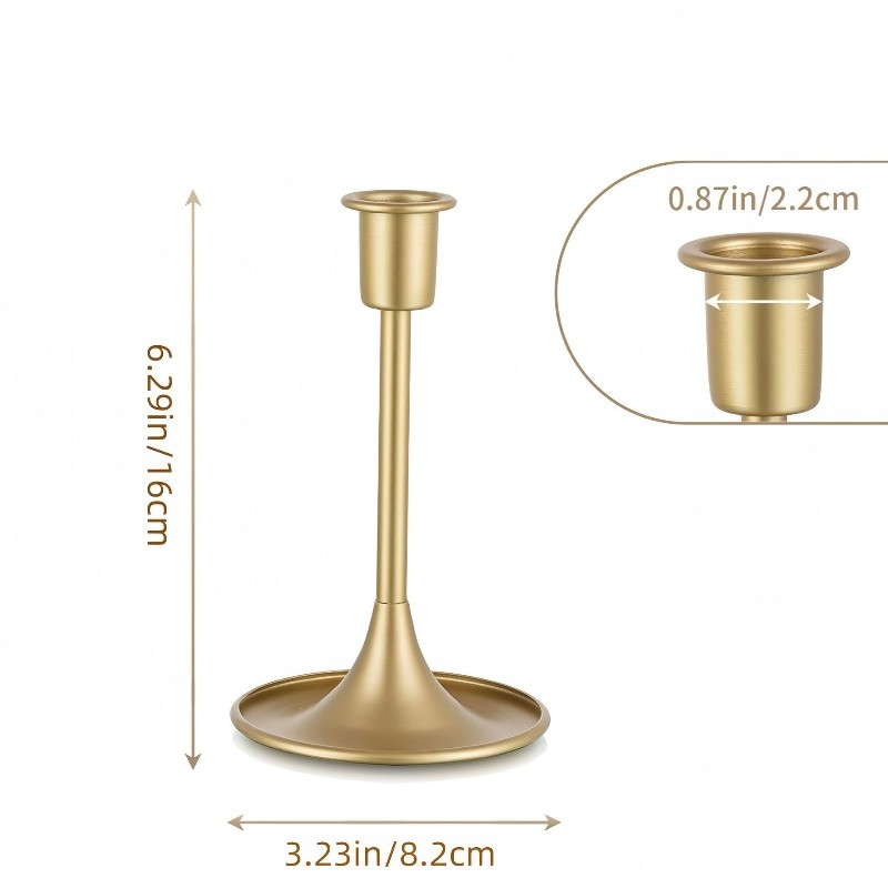 Trumpet-shaped vintage gold candlestick