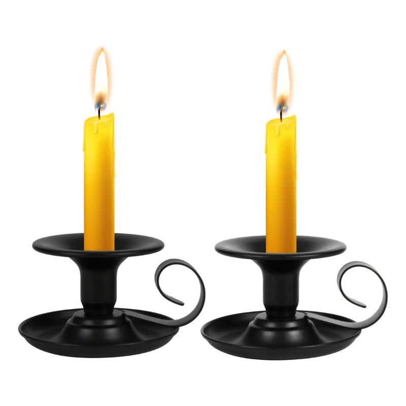 Gold and black candle holder with handle