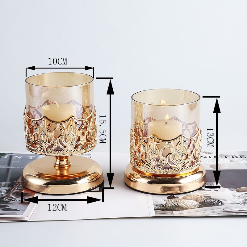 Candlestick made of metal and glass