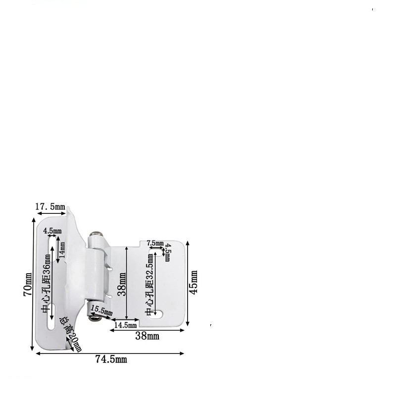 Half-cover straight arm spring hinge