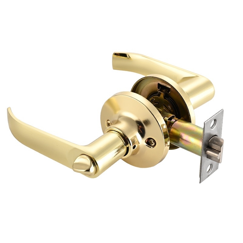 Three-bar aluminum alloy round gold handle lock