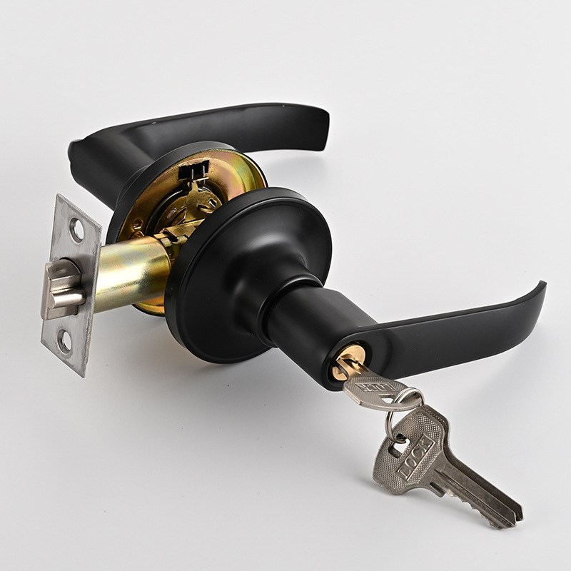 Three-bar aluminum alloy round black handle lock