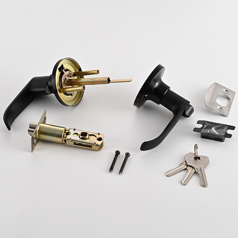 Three-bar aluminum alloy round black handle lock