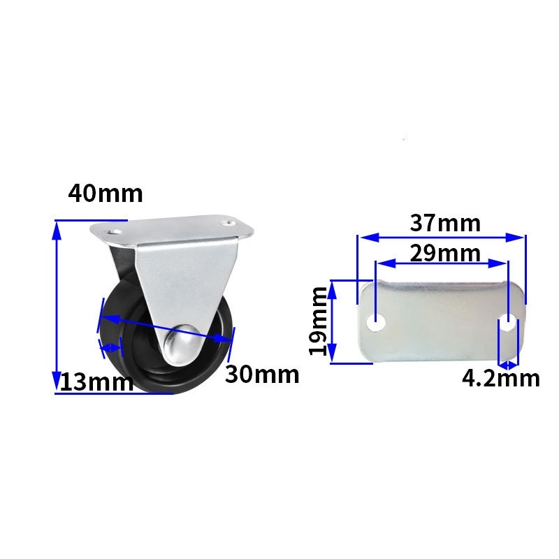 1-inch, 1.25-inch and 1.5-inch Black PP wheels