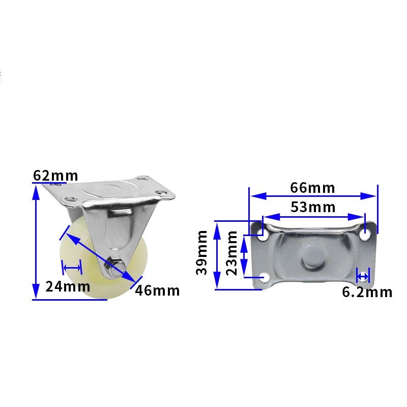 1.5-inch, 2-inch, 2.5-inch and 3-inch White PP Thickened wheels