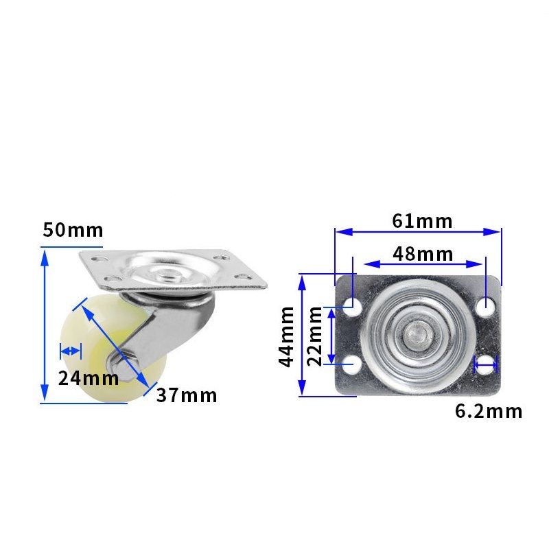 1.5-inch, 2-inch, 2.5-inch and 3-inch White PP Thickened wheels