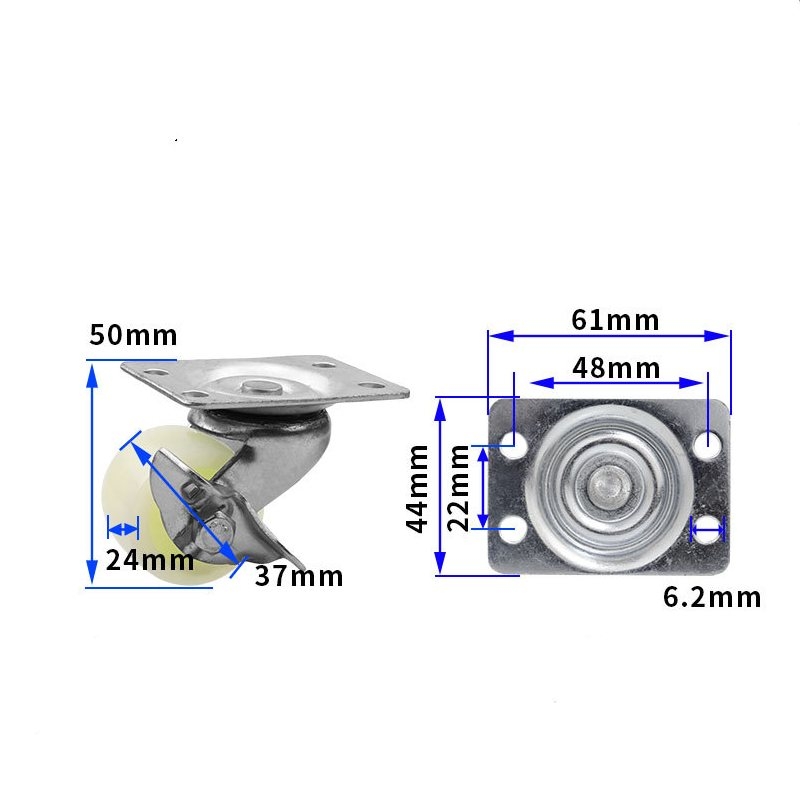 1.5-inch, 2-inch, 2.5-inch and 3-inch White PP Thickened wheels