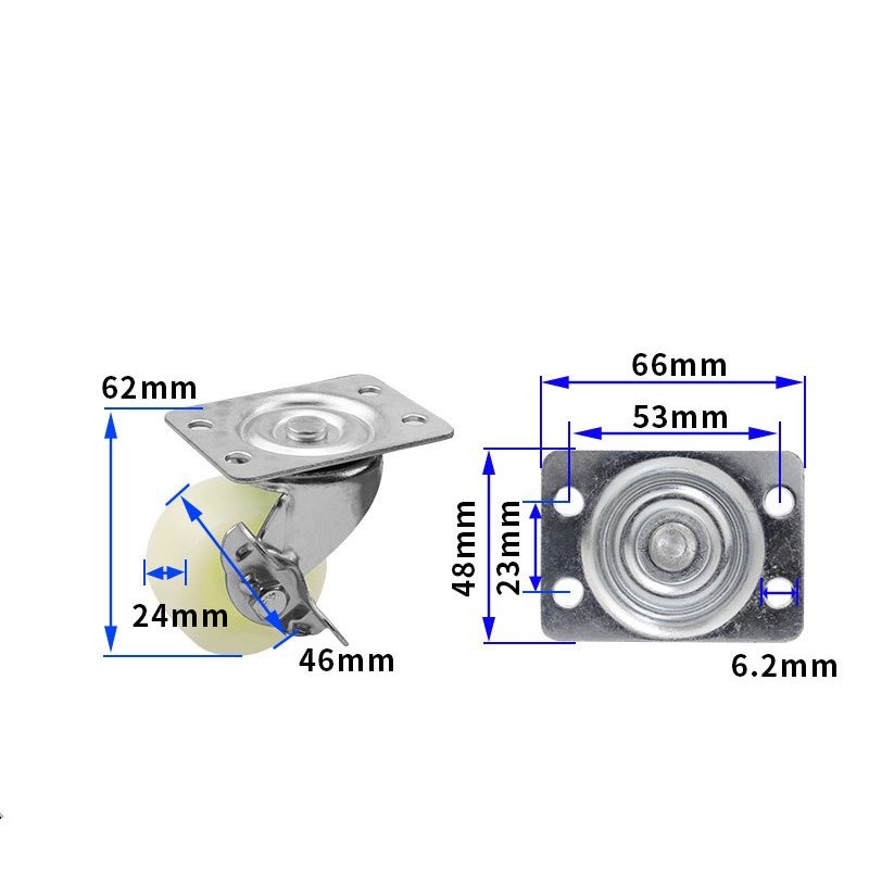 1.5-inch, 2-inch, 2.5-inch and 3-inch White PP Thickened wheels