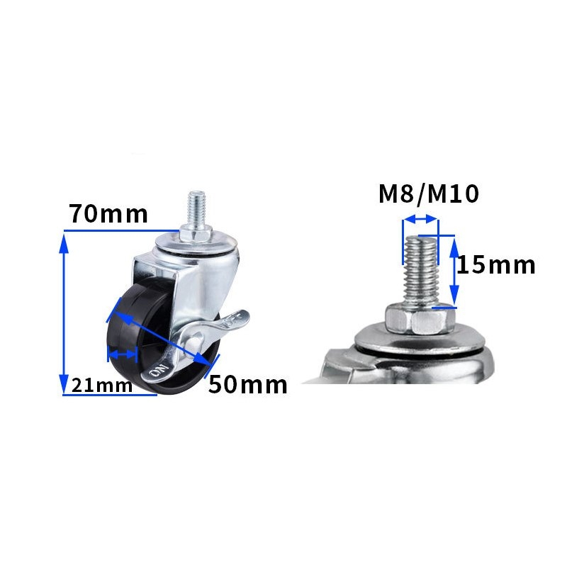 2-inch, 2.5-inch and 3-inch Black PP wheels