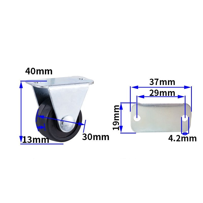 1-inch, 1.25-inch and1.5-inch Black rubber wheels