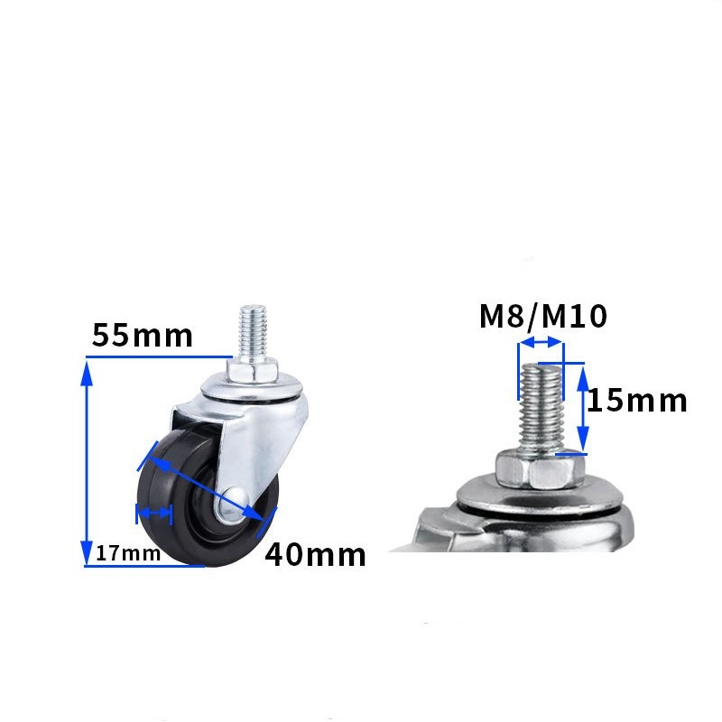 1-inch, 1.25-inch and1.5-inch Black rubber wheels