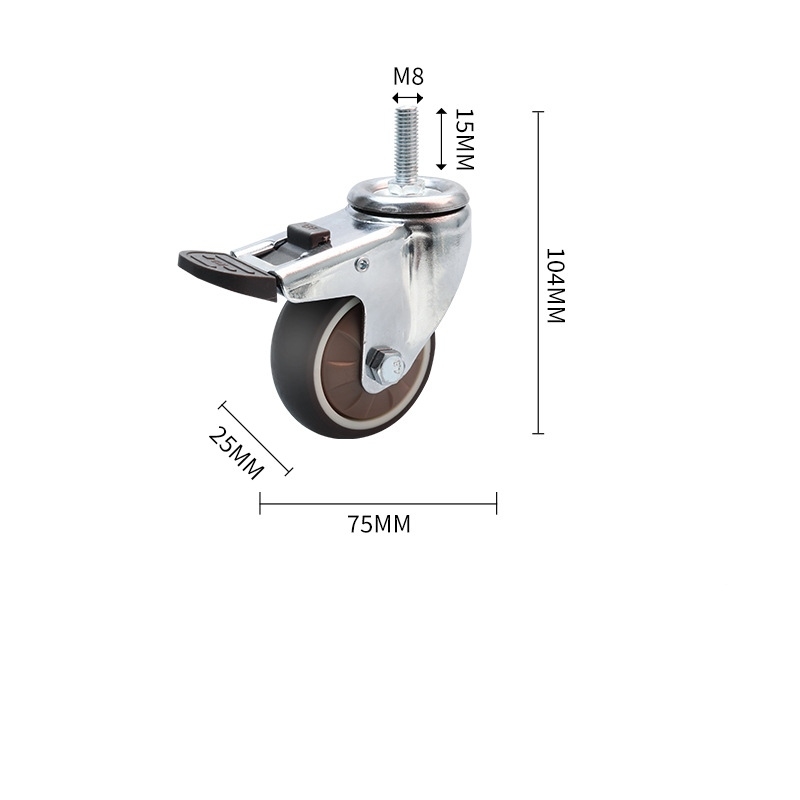 1-inch, 1.25-inch, 1.5-inch, 2-inch, 2.5-inch and 3-inch TPR SteeringBrake Mute Wheel with Screw