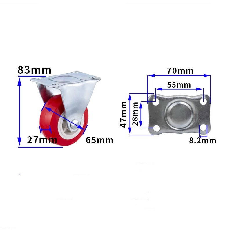1.5-inch, 2-inch, 2.5-inch and 3-inch Red PVC Furniture Caster
