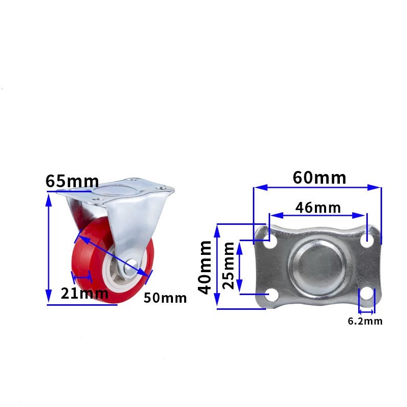 1.5-inch, 2-inch, 2.5-inch and 3-inch Red PVC Furniture Caster