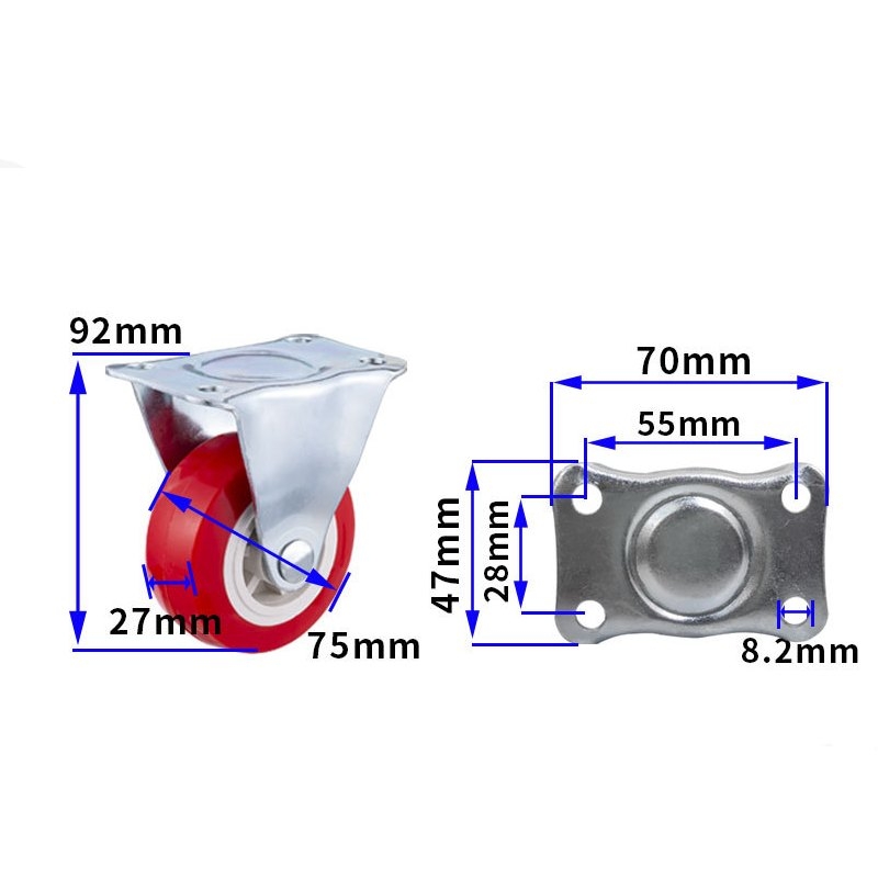 1.5-inch, 2-inch, 2.5-inch and 3-inch Red PVC Furniture Caster