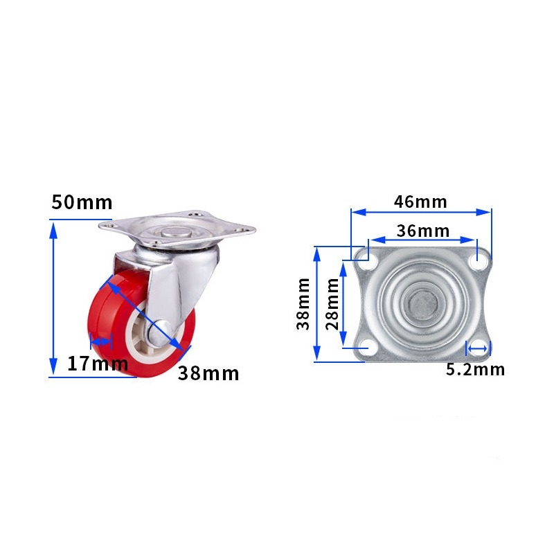 1.5-inch, 2-inch, 2.5-inch and 3-inch Red PVC Furniture Caster