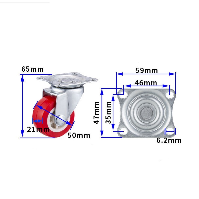 1.5-inch, 2-inch, 2.5-inch and 3-inch Red PVC Furniture Caster