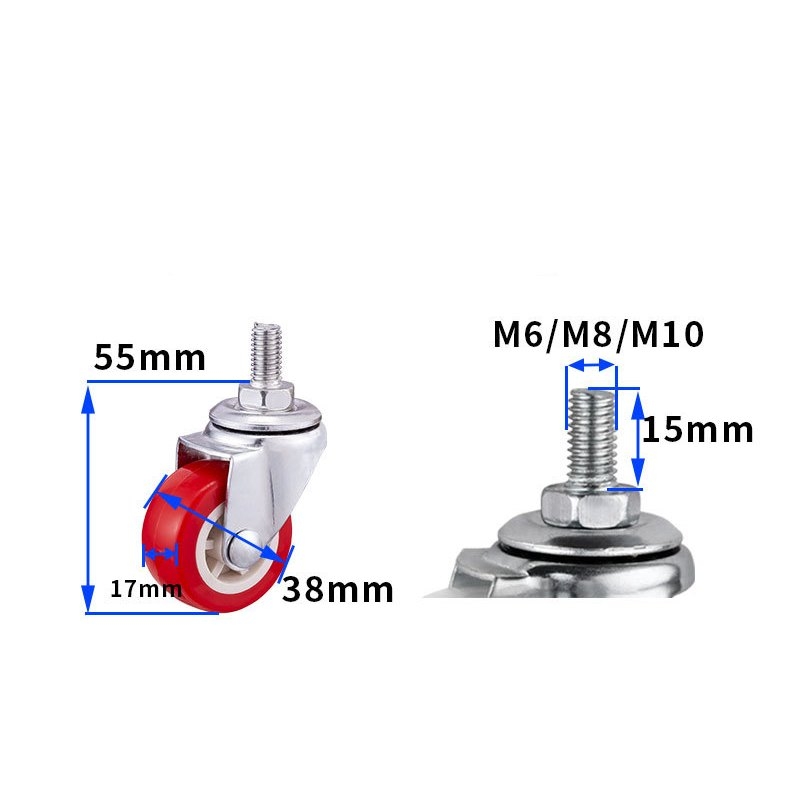1.5-inch, 2-inch, 2.5-inch and 3-inch Red PVC Furniture Caster
