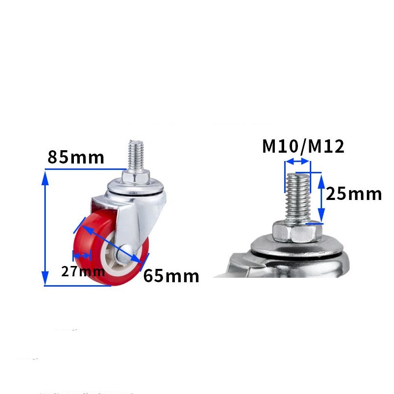 1.5-inch, 2-inch, 2.5-inch and 3-inch Red PVC Furniture Caster