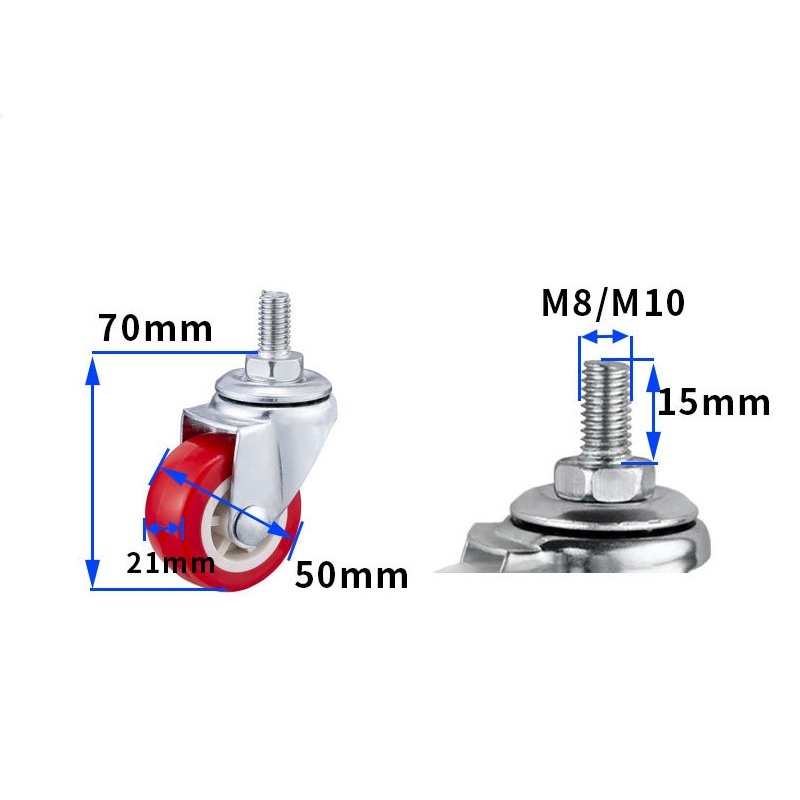 1.5-inch, 2-inch, 2.5-inch and 3-inch Red PVC Furniture Caster