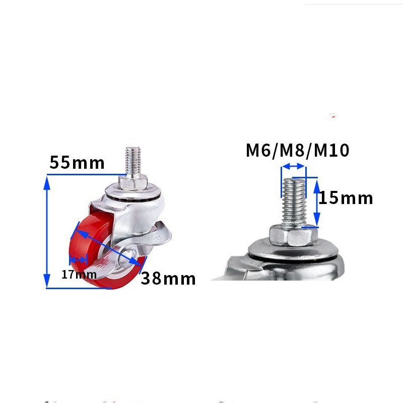 1.5-inch, 2-inch, 2.5-inch and 3-inch Red PVC Furniture Caster