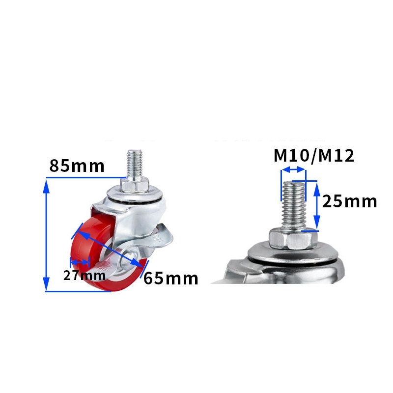 1.5-inch, 2-inch, 2.5-inch and 3-inch Red PVC Furniture Caster