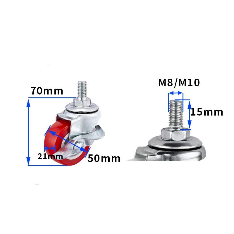 1.5-inch, 2-inch, 2.5-inch and 3-inch Red PVC Furniture Caster