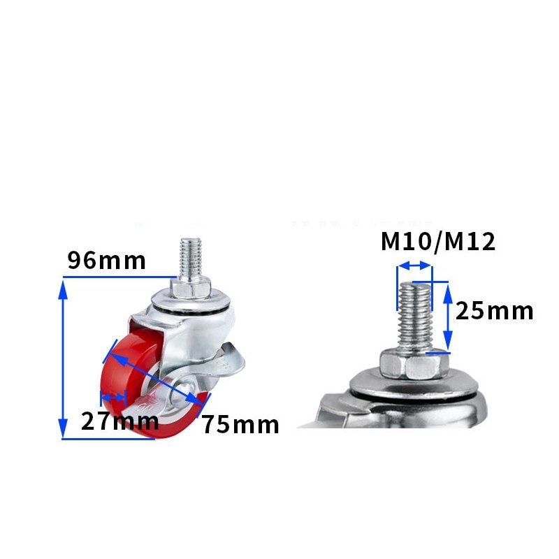 1.5-inch, 2-inch, 2.5-inch and 3-inch Red PVC Furniture Caster