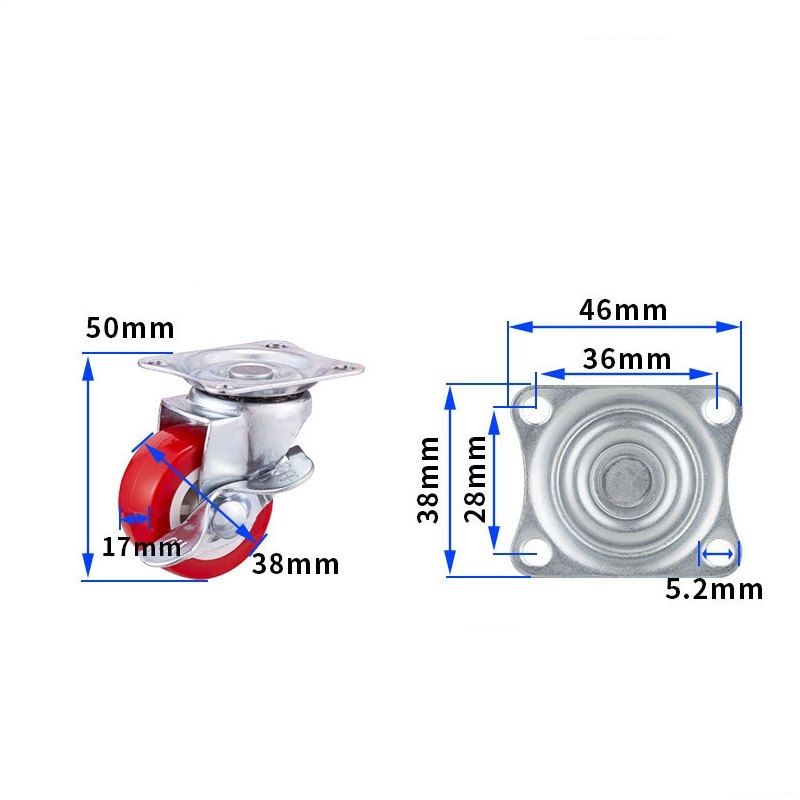 1.5-inch, 2-inch, 2.5-inch and 3-inch Red PVC Furniture Caster