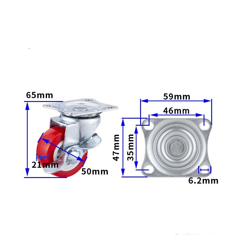 1.5-inch, 2-inch, 2.5-inch and 3-inch Red PVC Furniture Caster