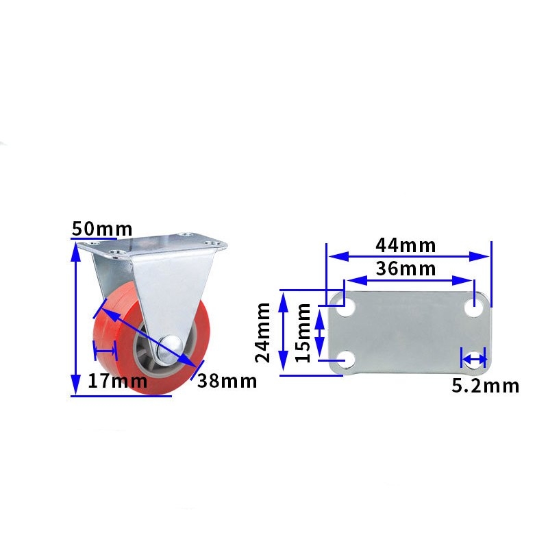 1-inch, 1.25-inch and1.5-inch Jujube Red PU Caster