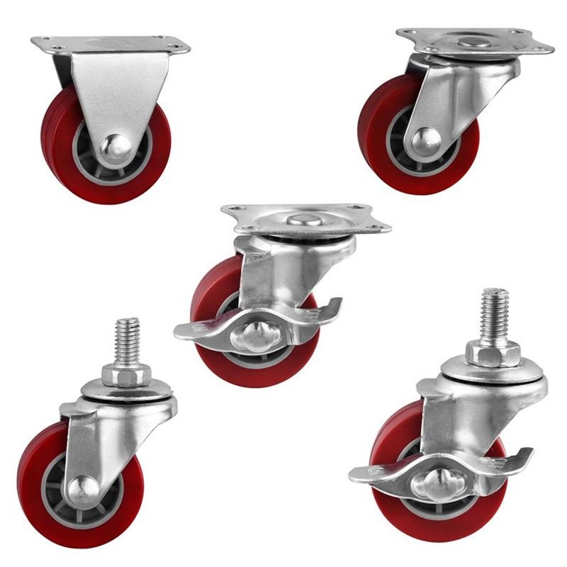 1-inch, 1.25-inch and1.5-inch Jujube Red PU Caster