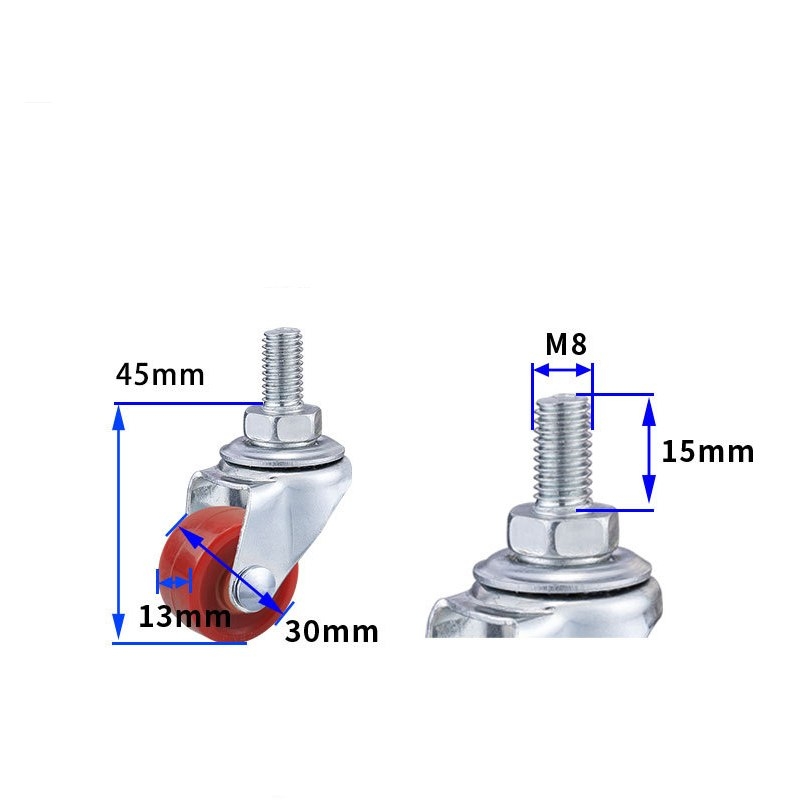 1-inch, 1.25-inch and1.5-inch Jujube Red PU Caster
