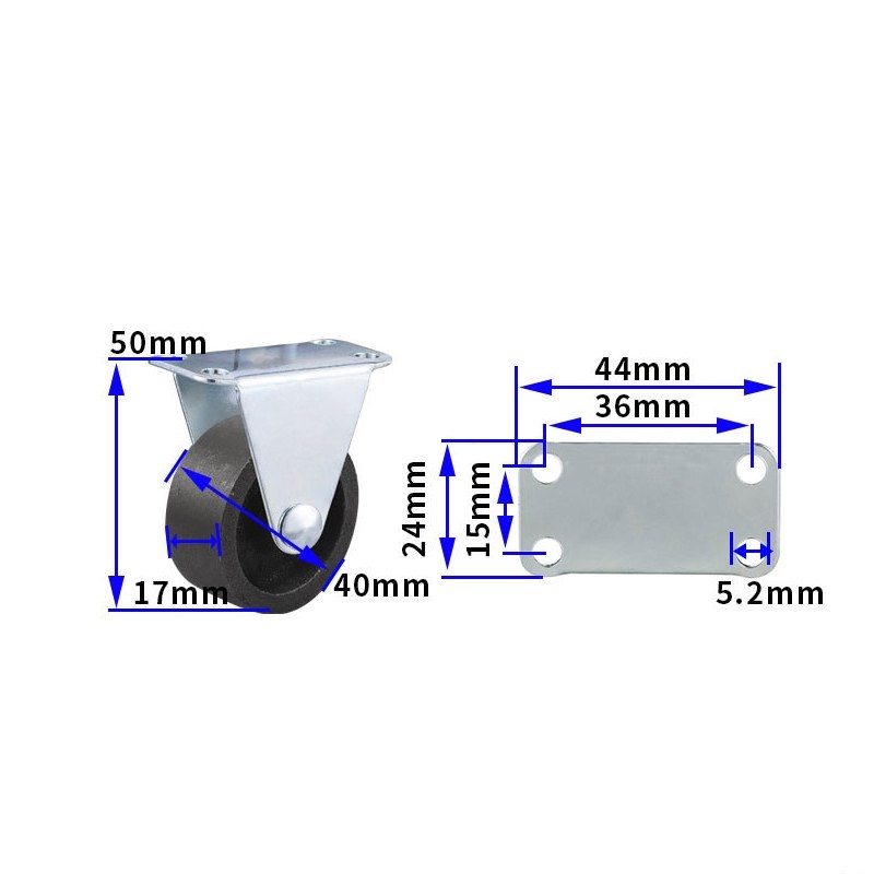 1.5-inch, 2-inch, 2.5-inch and 3-inch cast iron Caster